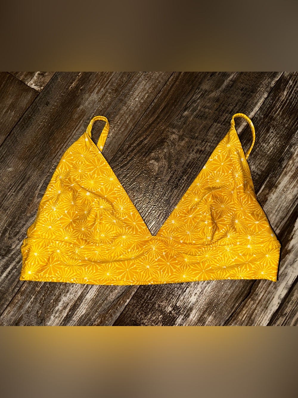 aerie Yellow Floral Triangle Bikini Top